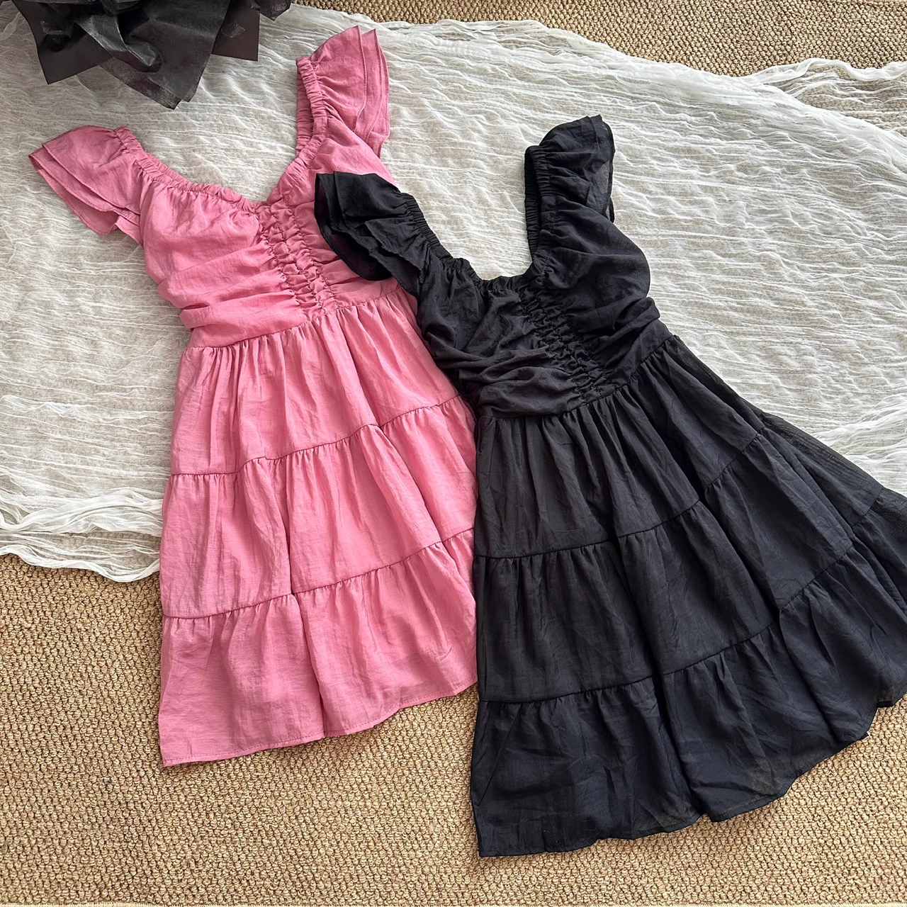 Cute A line Sleeveless Holiday Dresses Short Ruffles Pink Birthday Outfits SD275