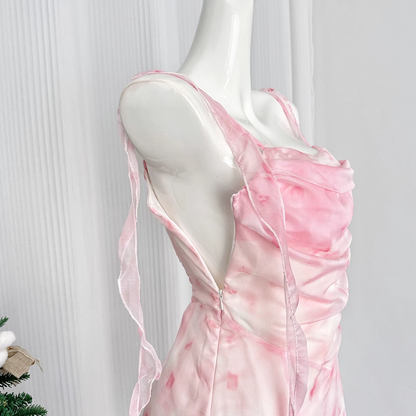 Cute Sheath Straps Sleeveless Floral Pink Dress Short Holiday Dresses SD278