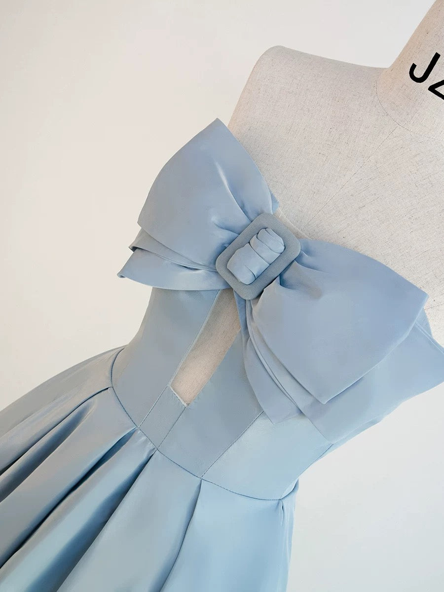 Gorgeous Balll Gown Sweetheart Blue Satin Long Evening Dress Prom Dresses SD2800