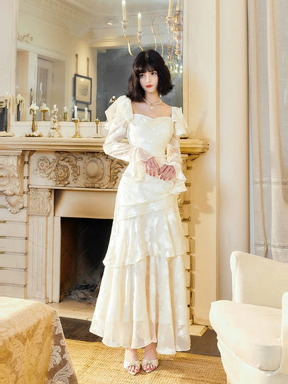 Sexy Mermaid Sweetheart Neckline White Lace Ruffles Long Evening Dress Prom Dresses SD2823