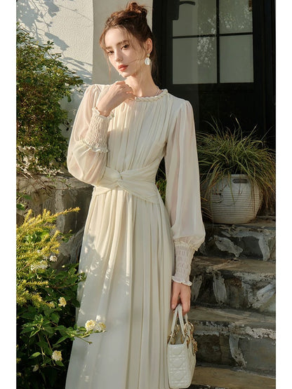 Modest A line Scoop Neckline Chiffon Ankle Length Evening Dress Prom Dresses SD2849
