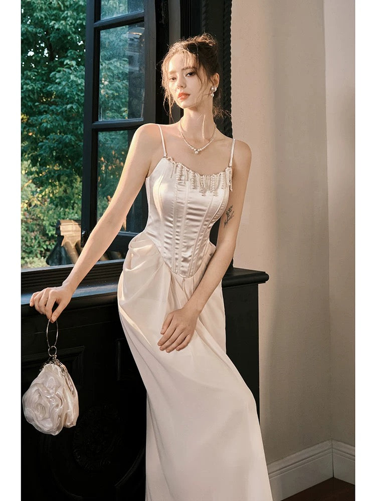 Pretty A line Spaghetti Straps Pink Ankle Length Evening Dress Prom Dresses SD2850