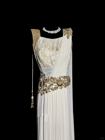 Aesthetic A line Square Neckline White Chiffon Prom Dress Ruffle Long Party Dress SD2906