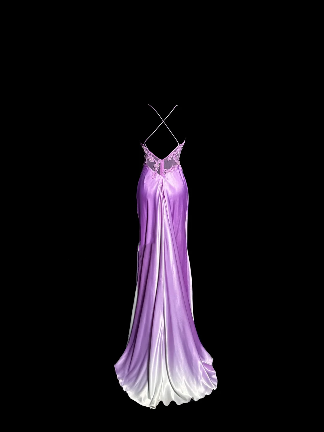 Aesthetic A line Halter Neckline Lilac Satin Prom Dress Ruffle Long Party Dress SD2910