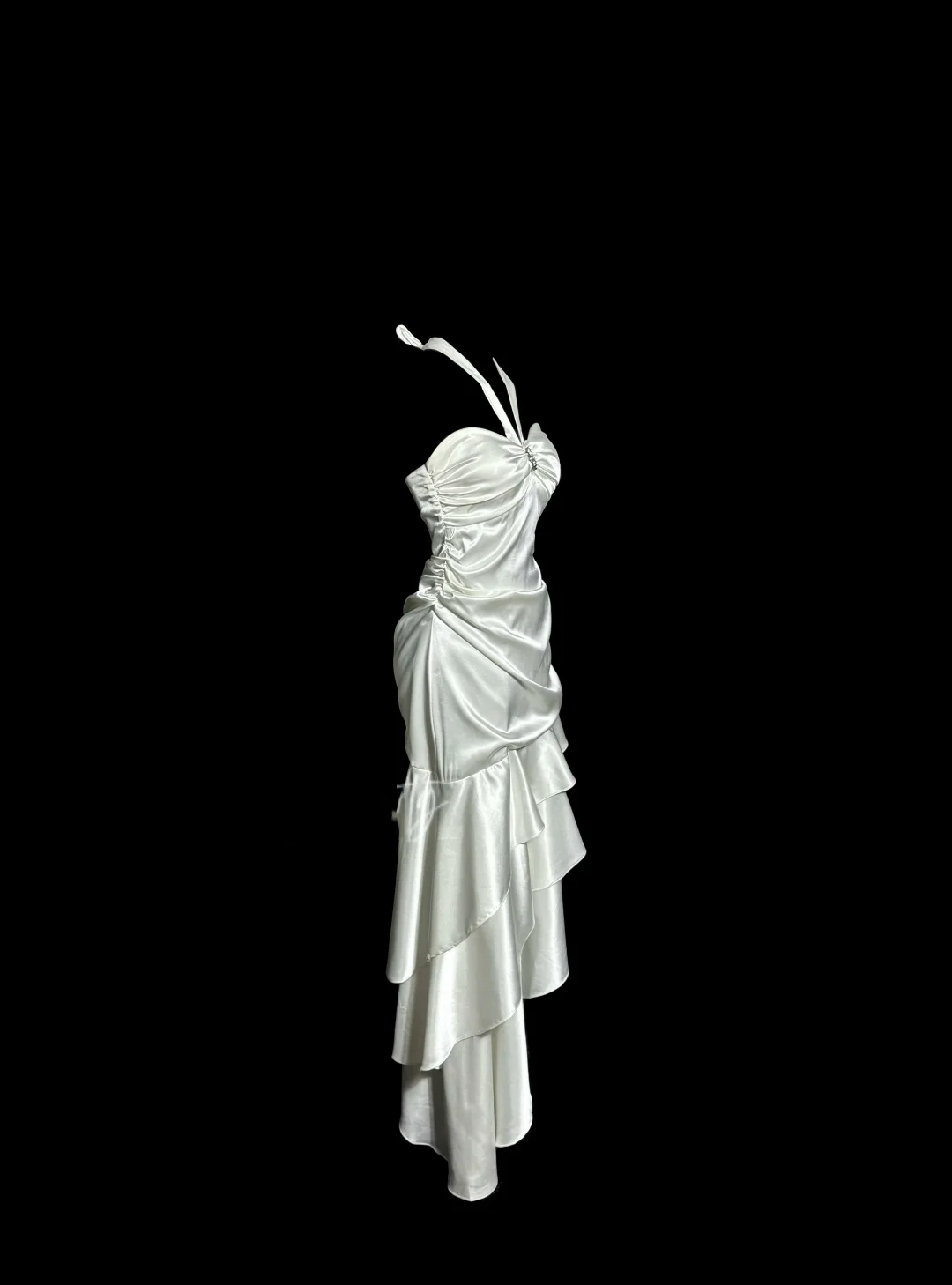 Vintage Satin Print Mermaid Evening Dress,Strapless Long Prom Dress Y8545 main image 0
