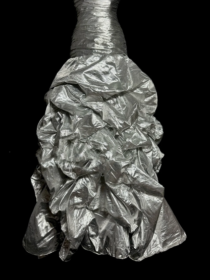 Aesthetic Mermaid Sweetheart Neckline Gray Taffeta Prom Dress Ruffle Long Party Dress SD2922