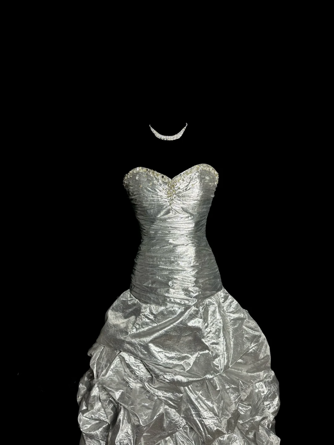 Aesthetic Mermaid Sweetheart Neckline Gray Taffeta Prom Dress Ruffle Long Party Dress SD2922