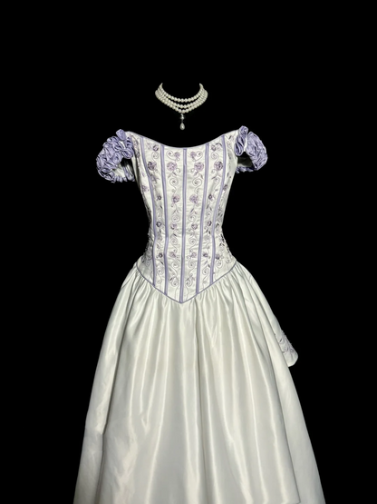 Aesthetic Ball Gown Off The Shoulder White Prom Dress Ruffle Long Party Dress SD2927