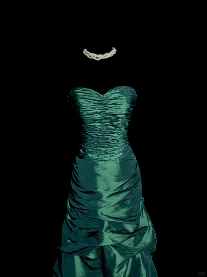 Aesthetic Mermaid Sweetheart Neckline Green Taffeta Prom Dress Ruffle Long Party Dress SD2928