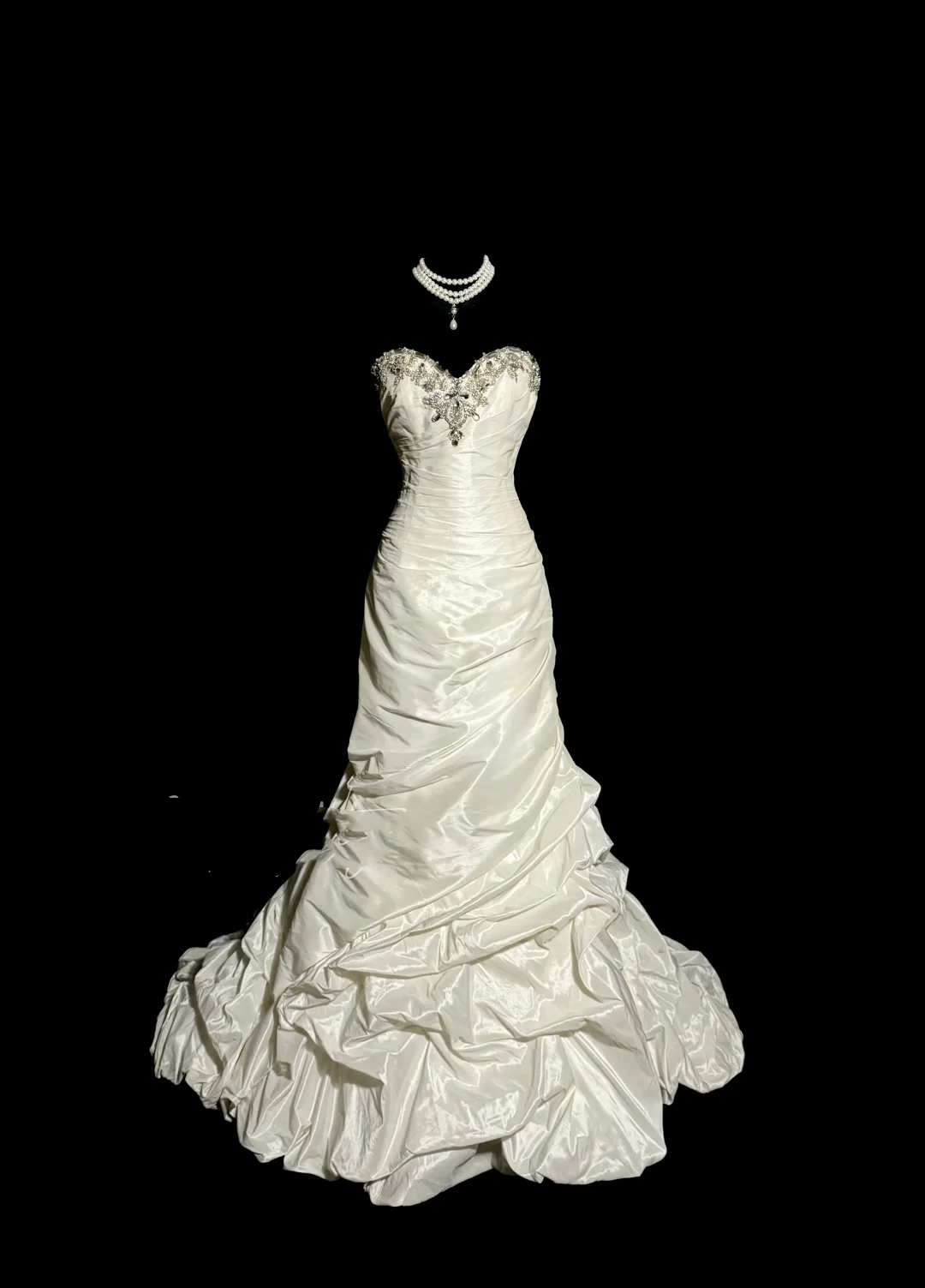 Classy Mermaid Sweetheart Taffeta Ivory Long Wedding Dress Bridal Dresses SD2930