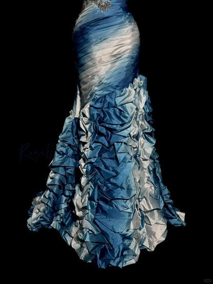 Vintage Mermaid Sweetheart Sleeveless Long Blue Prom Gown Fairy Prom Dresses SD2934
