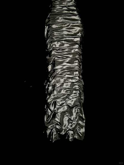 Vintage Sheath Off The Shoulder Silver Gray Sleeveless Long Prom Gown Fairy Prom Dresses SD2943