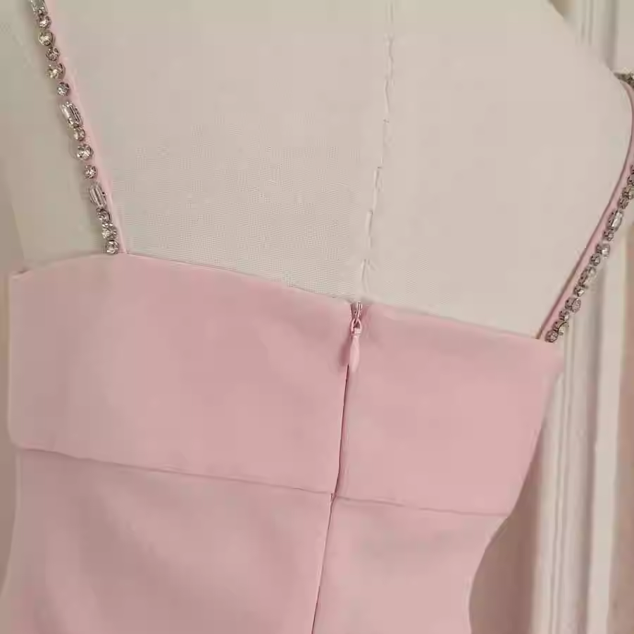 Sexy Sheath Spaghetti Straps Pink Travel Vacation Dresses Dinner Birthday Dress SD332