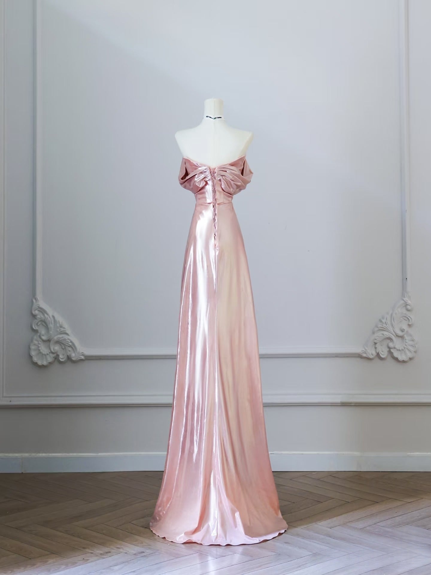 Classy A line Off The Shoulder Pink Evening Dress Prom Dresses SD3813