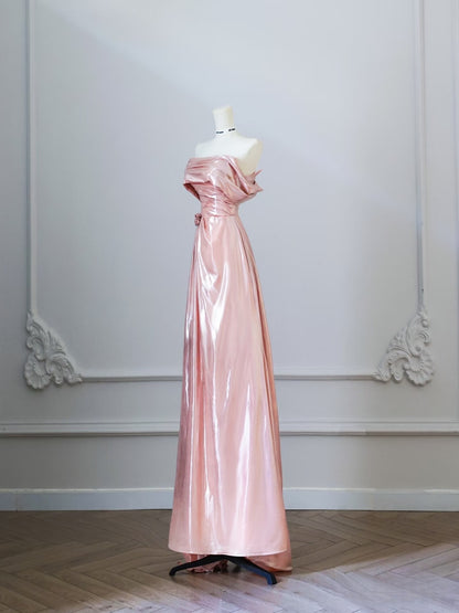 Classy A line Off The Shoulder Pink Evening Dress Prom Dresses SD3813