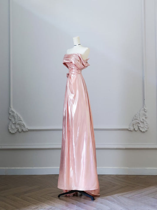 Classy A line Off The Shoulder Pink Evening Dress Prom Dresses SD3813