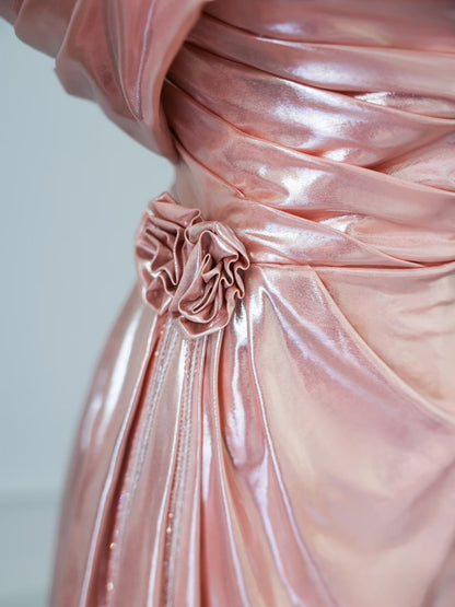 Classy A line Off The Shoulder Pink Evening Dress Prom Dresses SD3813