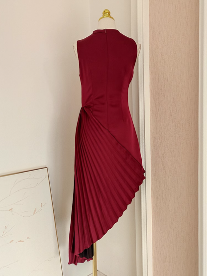 Sexy Sheath Scoop Neckline Burgundy Satin Dinner Party Dresses Birthday Outfits SD391