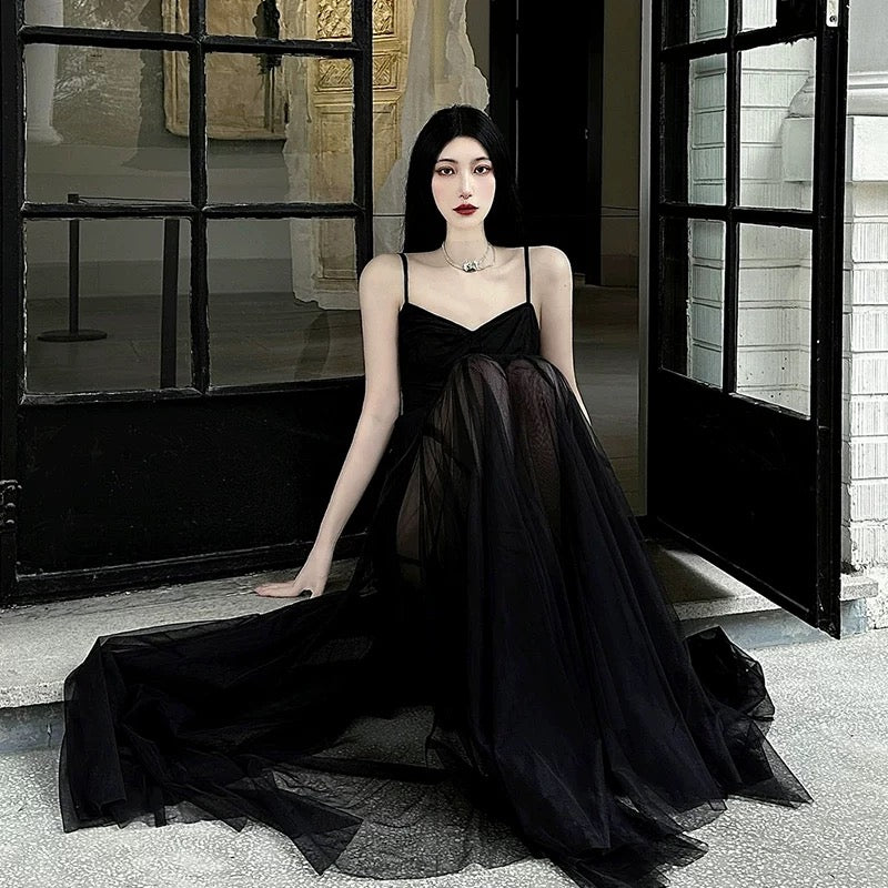Sexy A Line Spaghetti Straps Black Floor Length Prom Dresses Birthday – SweetDress Sexy A Line Spaghetti Straps Black Floor Length Prom Dresses Birthday – SweetDress