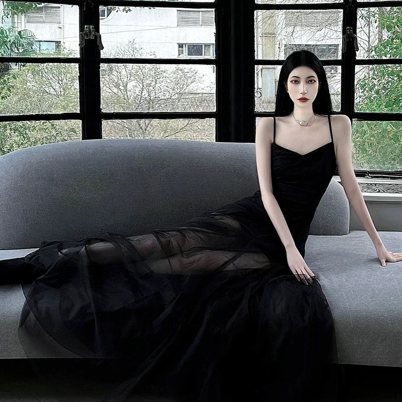 Sexy A Line Spaghetti Straps Black Floor Length Prom Dresses Birthday SweetDress Sexy A Line Spaghetti Straps Black Floor Length Prom Dresses Birthday SweetDress