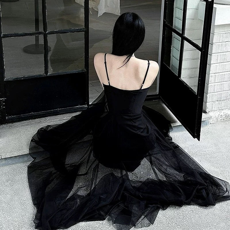Sexy A Line Spaghetti Straps Black Floor Length Prom Dresses Birthday SweetDress Sexy A Line Spaghetti Straps Black Floor Length Prom Dresses Birthday SweetDress