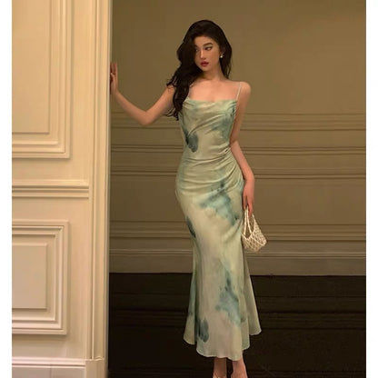 Gorgeous Sheath Spaghetti Straps Sage Green Date Night Dress Prom Dresses Birthday Outfit SD731