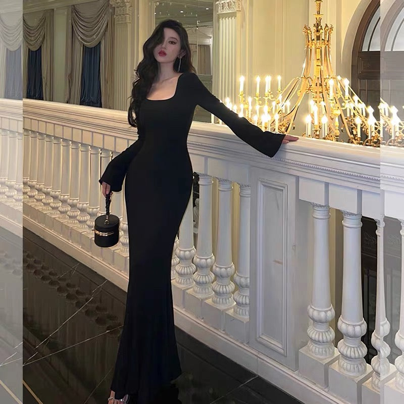 Gorgeous Sheath Square Neckline Date Night Dress Black Prom Dresses Party Dress Birthday Outfits SD786