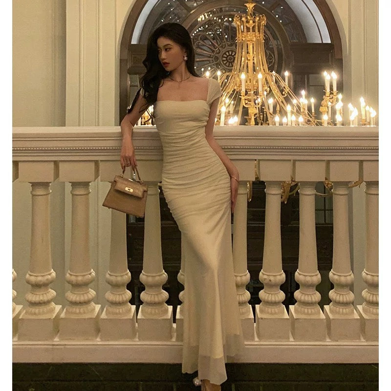 Gorgeous Sheath Square Neckline Ivory Date Night Dress Prom Dresses Party Dress Birthday Outfits SD826