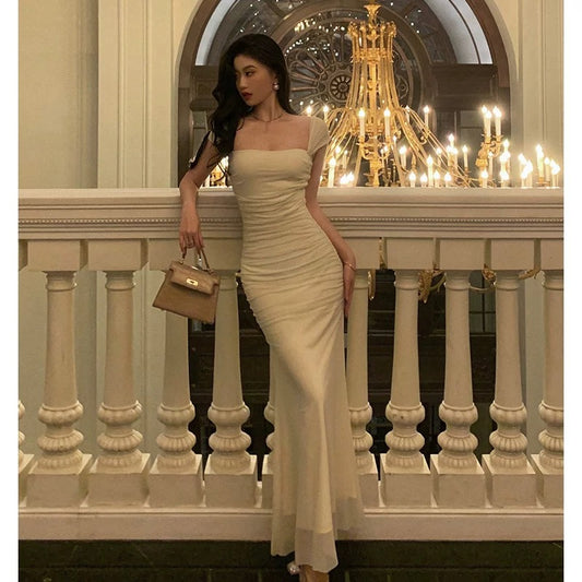 Gorgeous Sheath Square Neckline Ivory Date Night Dress Prom Dresses Party Dress Birthday Outfits SD826