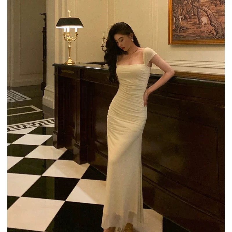 Gorgeous Sheath Square Neckline Ivory Date Night Dress Prom Dresses Party Dress Birthday Outfits SD826