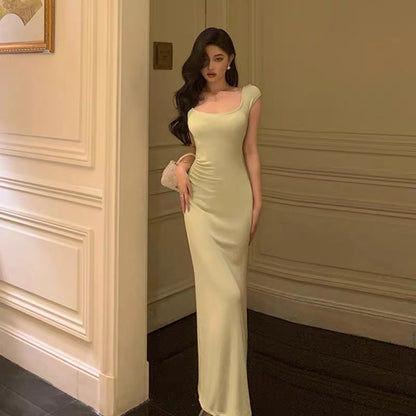 Stunning Sheath Square Neckline Cap Sleeves Mint Green Date Night Dress Prom Dresses Birthday Party Outfit SD868