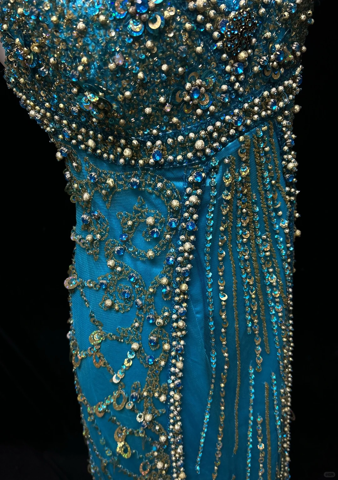 Gorgeous V Neck Blue Satin Tulle Beaded mermaid Long Party Dress Evening Dress D5076