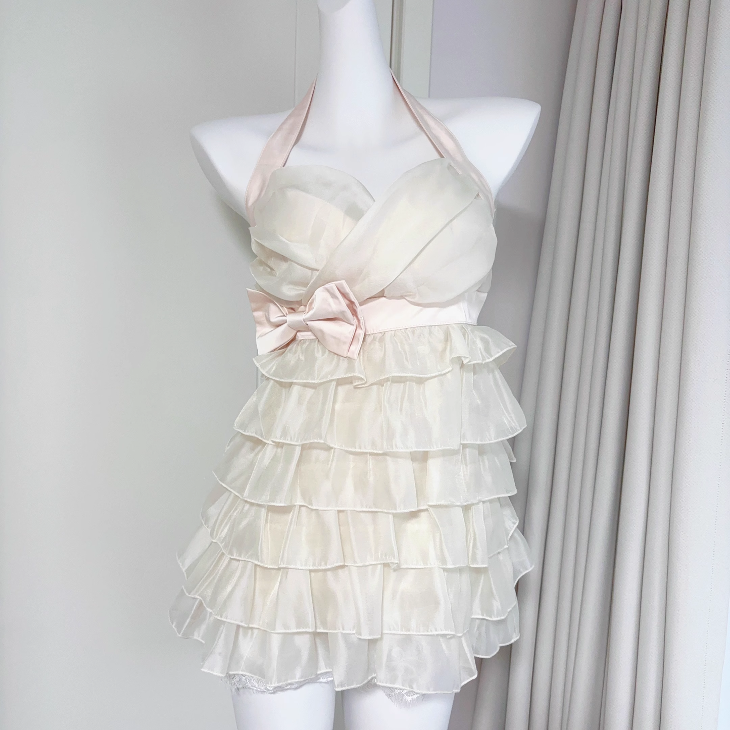 Cute Halter Neck Champagne Short Party Dress Birthday Dress S217