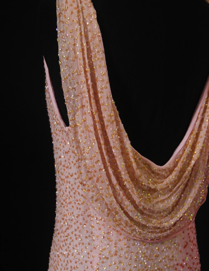 Glamorous Sleeveless Ombre Pink Satin Beaded Mermaid Long Evening Gown Birthday Outfits D2283
