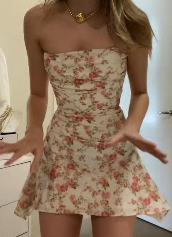 Classy Strapless Satin Printed Floral Short Homecoming Dress Cocktail Dress D3221