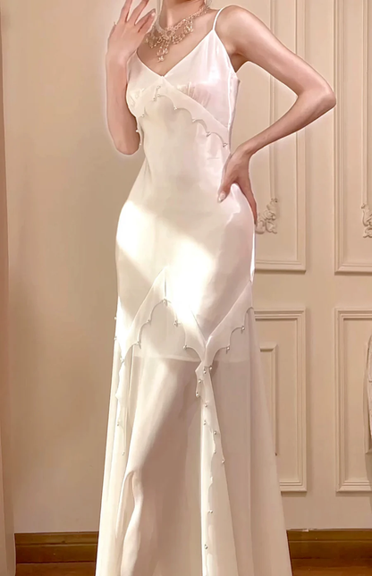 Retro Mermaid Straps Satin Blue Long Prom Dresses Party Dress SD1320