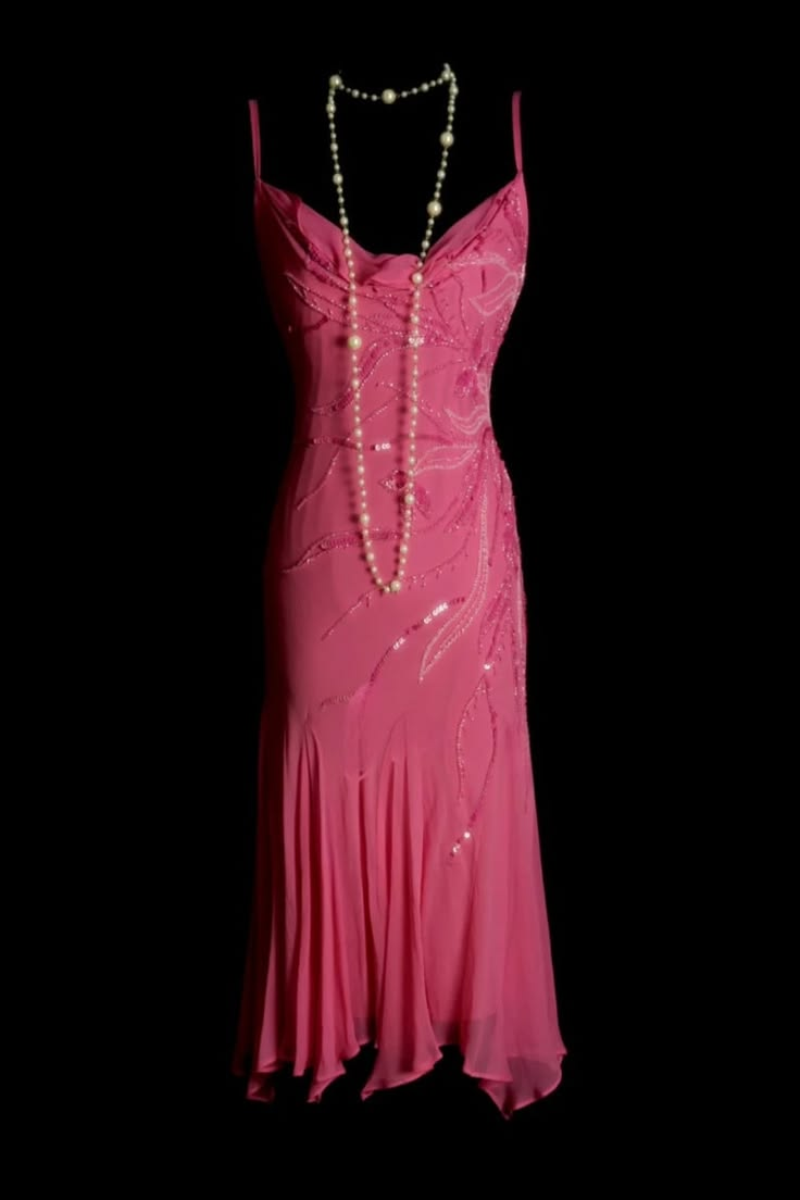 Charming Pink Chiffon Sequin Beaded Mermaid Party Dress,Spaghetti Straps Long Evening Dress D3435