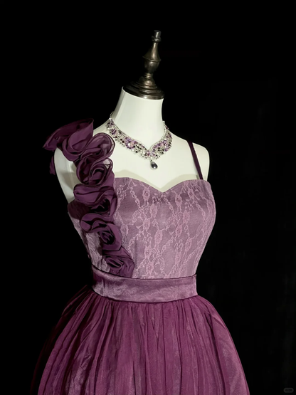 Pretty Purple Tulle Lace A Line Short 8th Grade Homecoming Dress Birthday Dress D4071