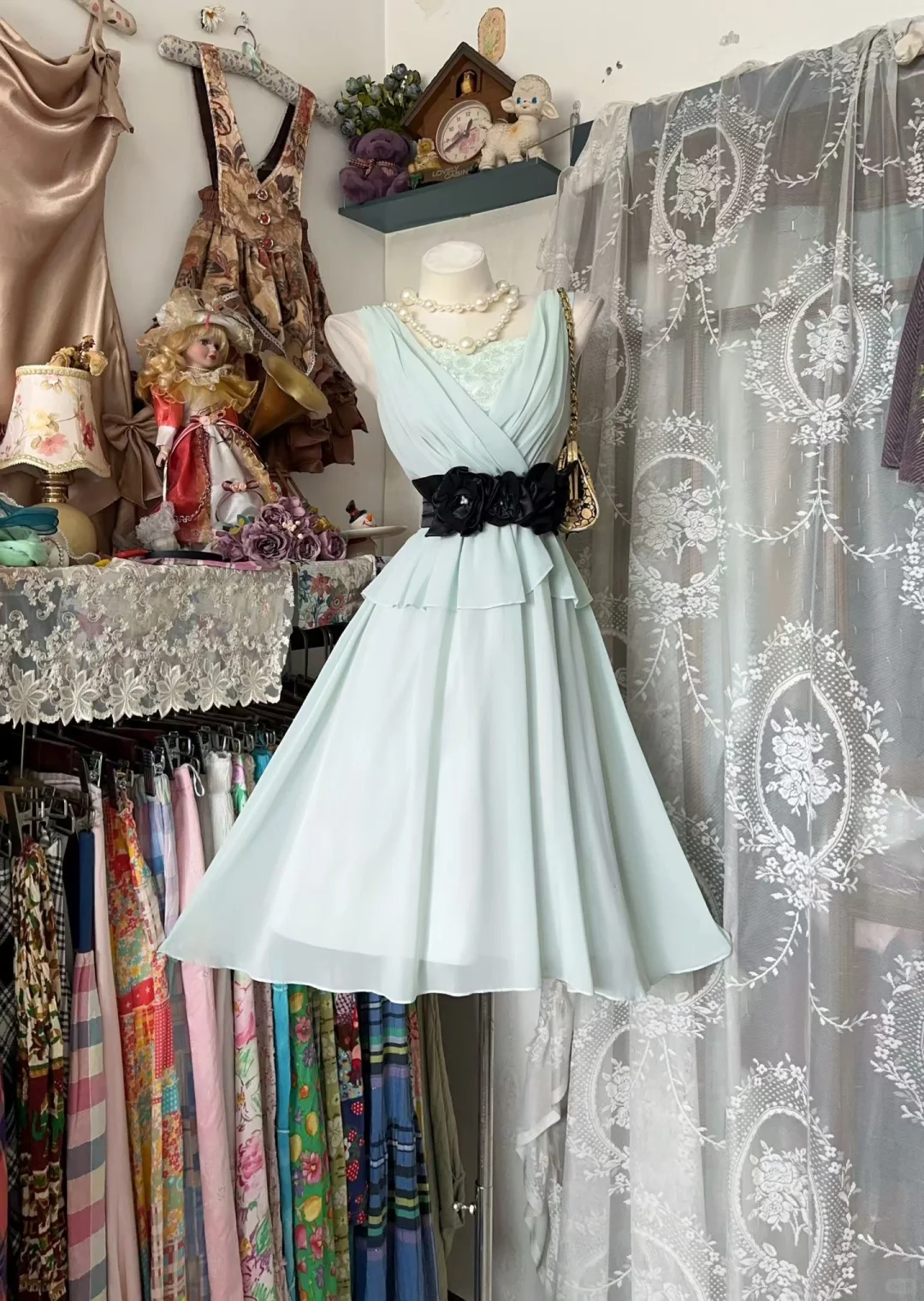 Classy Light Mint Blue Chiffon V Neck Sleeveless Short Birthday Outfits,Formal Graduation Homecoming Dress D3205