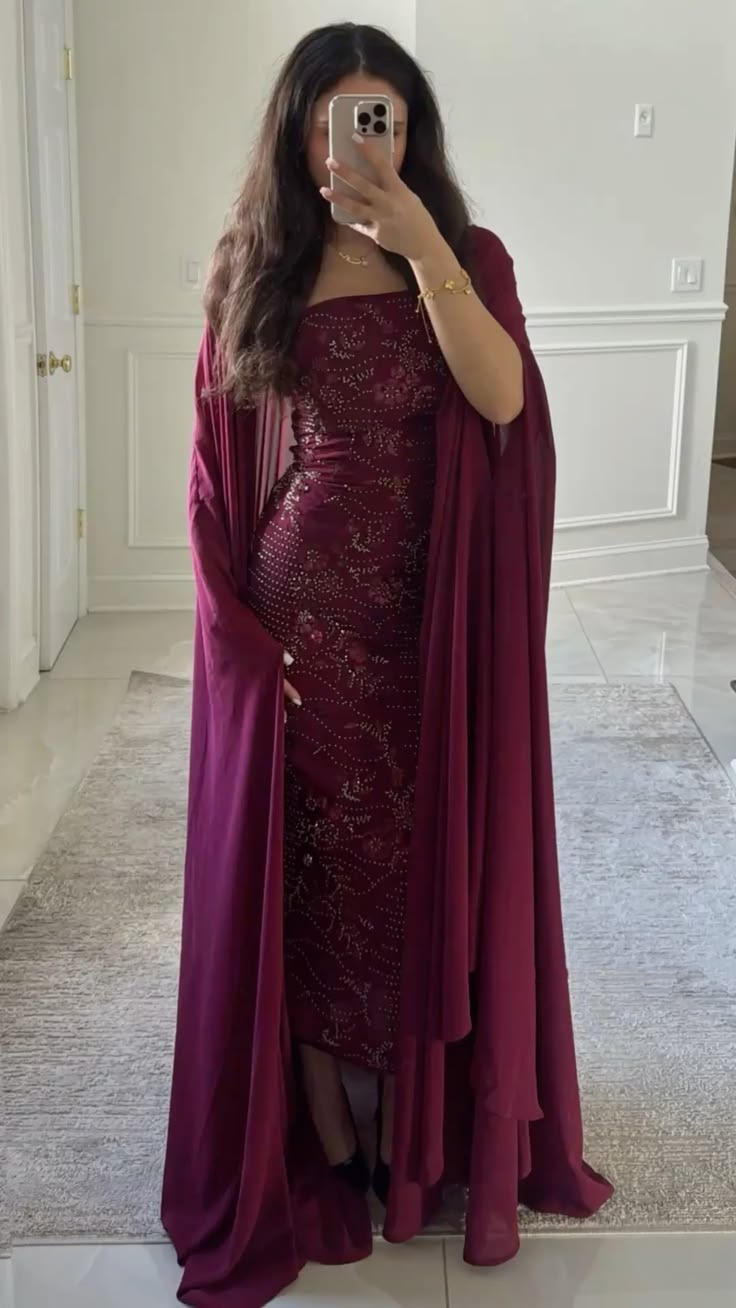 Pretty Burgundy Chiffon Beaded Sheath Long Party Dress Evening Dress D4932