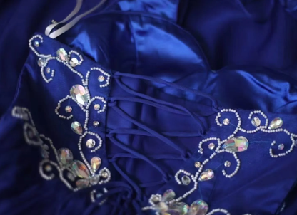 Stylish Halter Royal Blue Chiffon Beaded Long Evening Dress Formal Wedding Guest Dress Prom Gown D2201