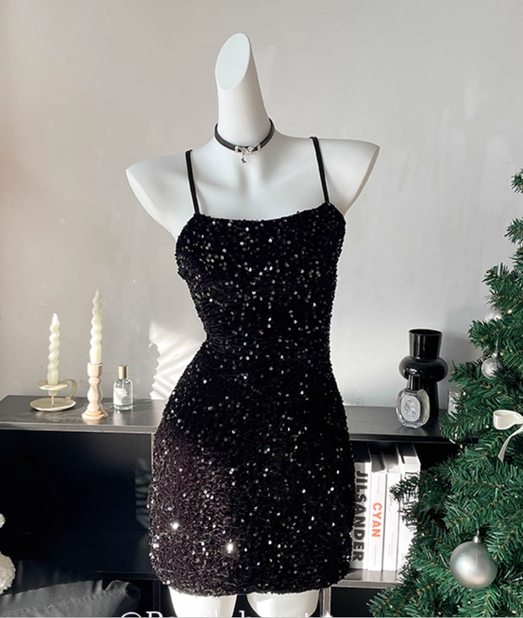 Sparkly Halter Sequin Sheath Cocktail Dress Pink Short Party Dress Homecoming Dress S672