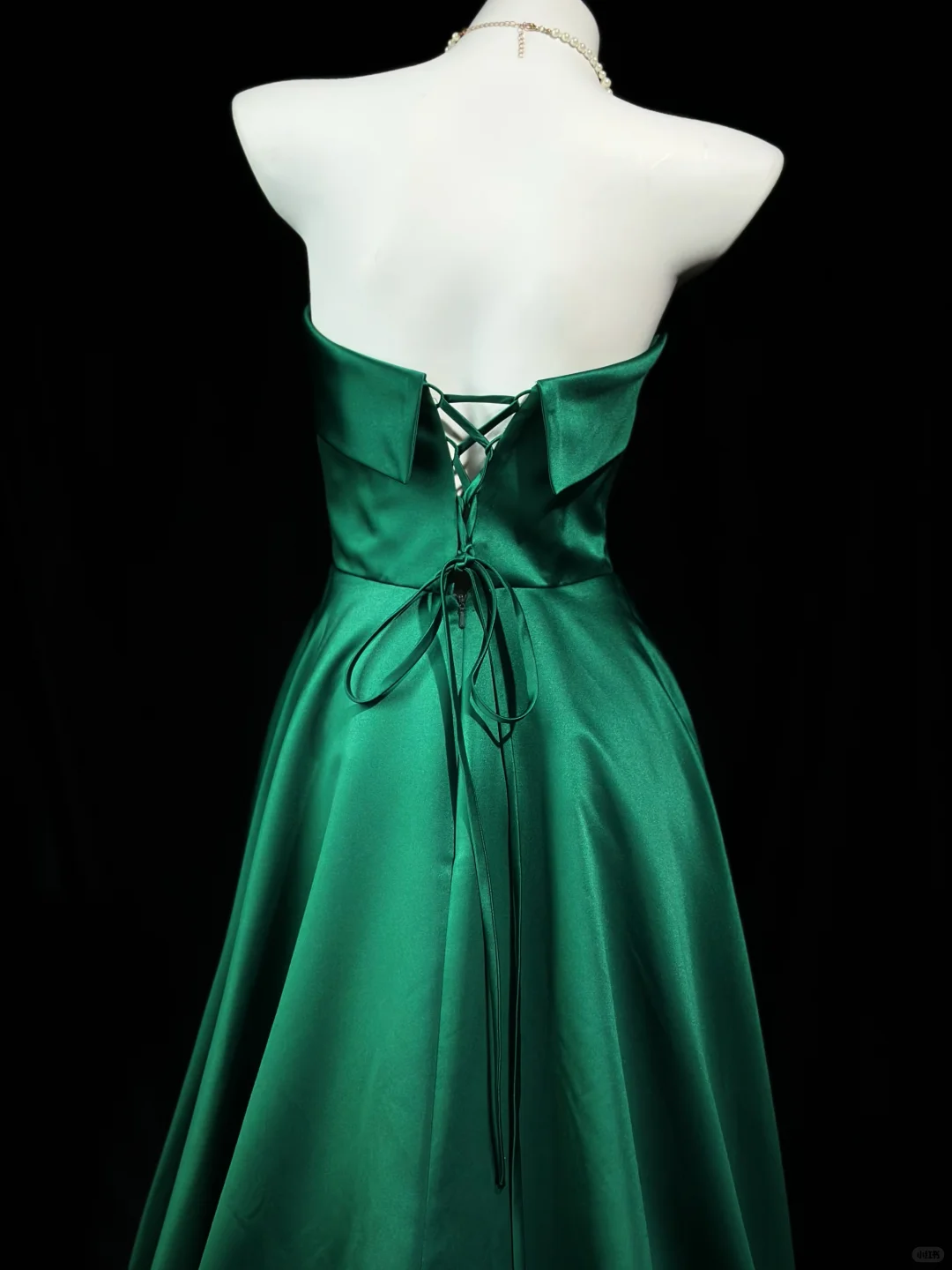 Vintage Strapless Satin A Line Long Wedding Guest Dress Green Birthday Evening Dress Prom Gowns D2518