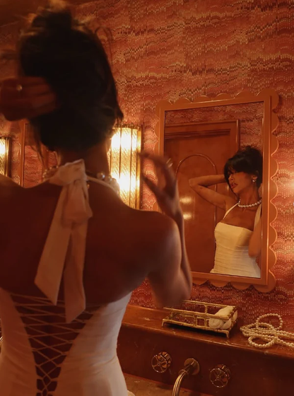 White Halter Satin A Line Short Birthday Party Dress Pretty Homecoming Dress S499