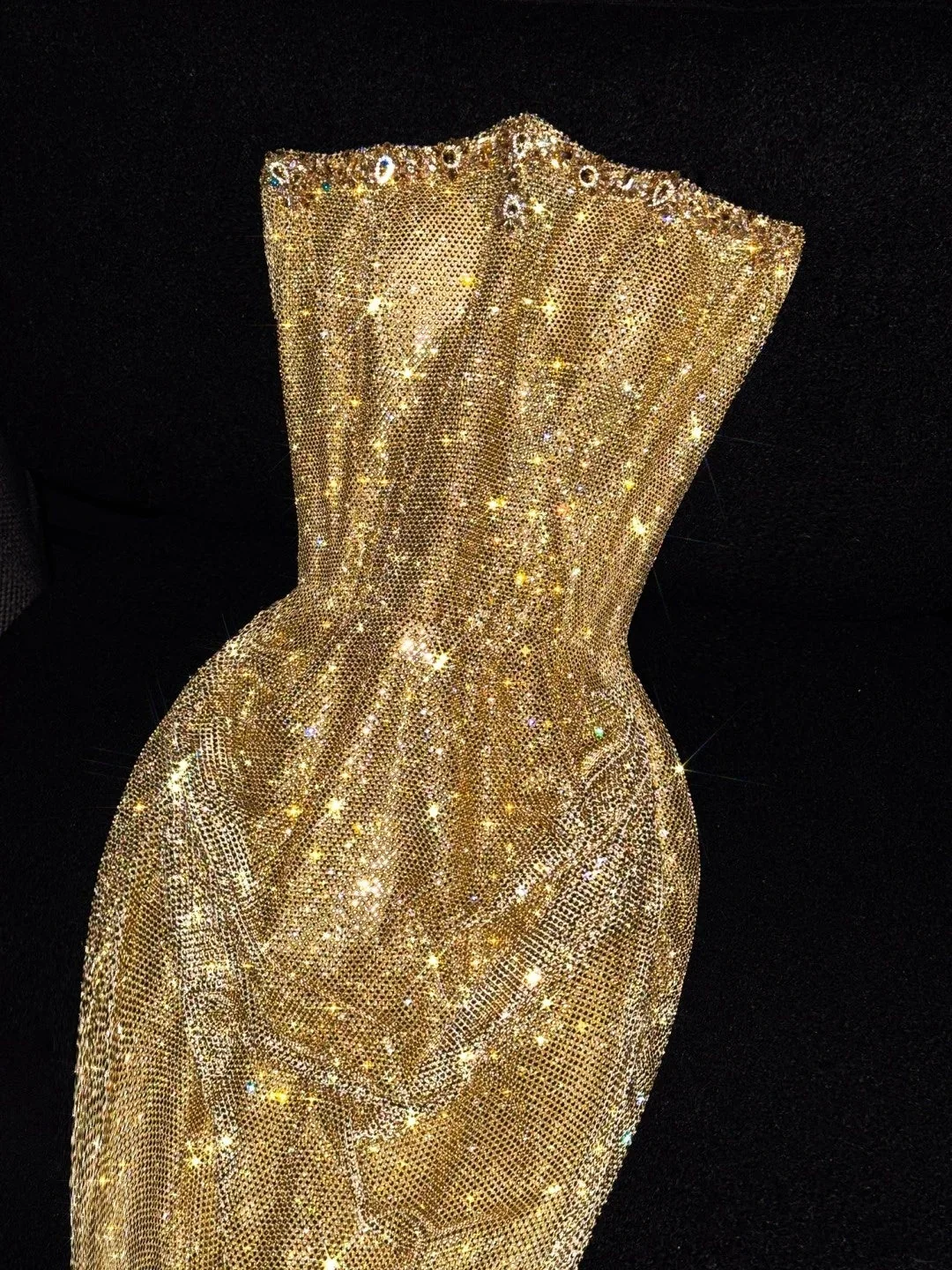 Gorgeous Strapless Gold Sequin Tulle Mermaid Long Evening Dress Birthday Party Dress D4560