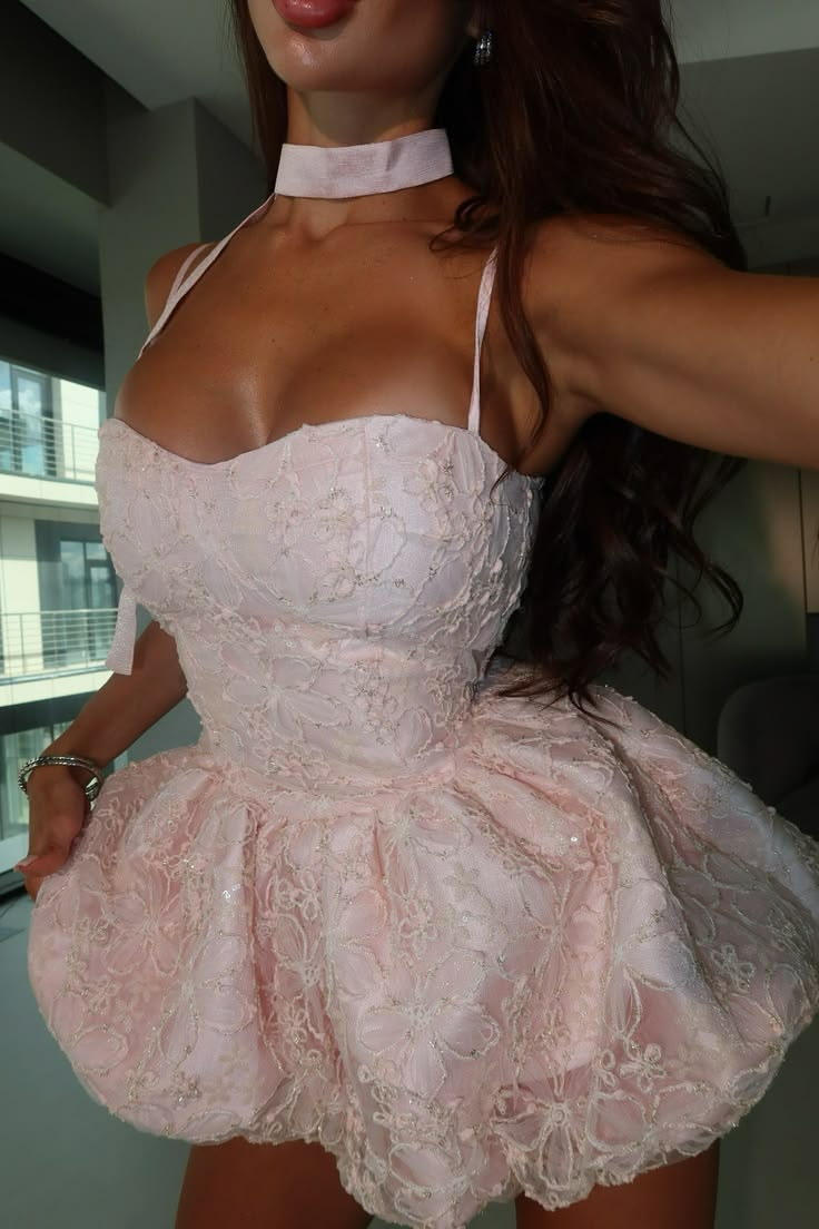 Pretty Pink Satin Lace A Line Short Birthday Outfits,Formal Graduation Homecoming Dress D3978