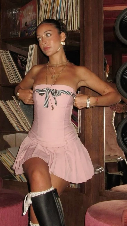 Sweet Pink Strapless A Line Homecoming Dress Mini Prom Dress S468