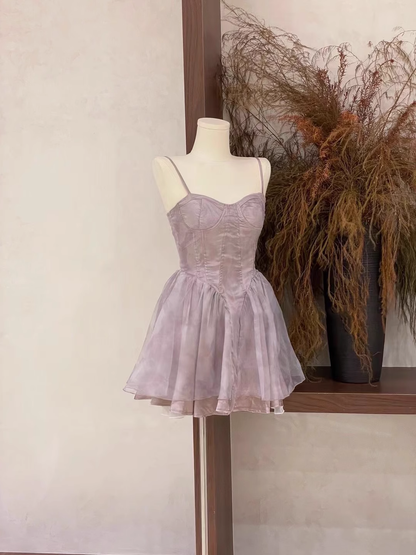 Purple Straps A Line Birthday Dress Short Holiday Dress  S243