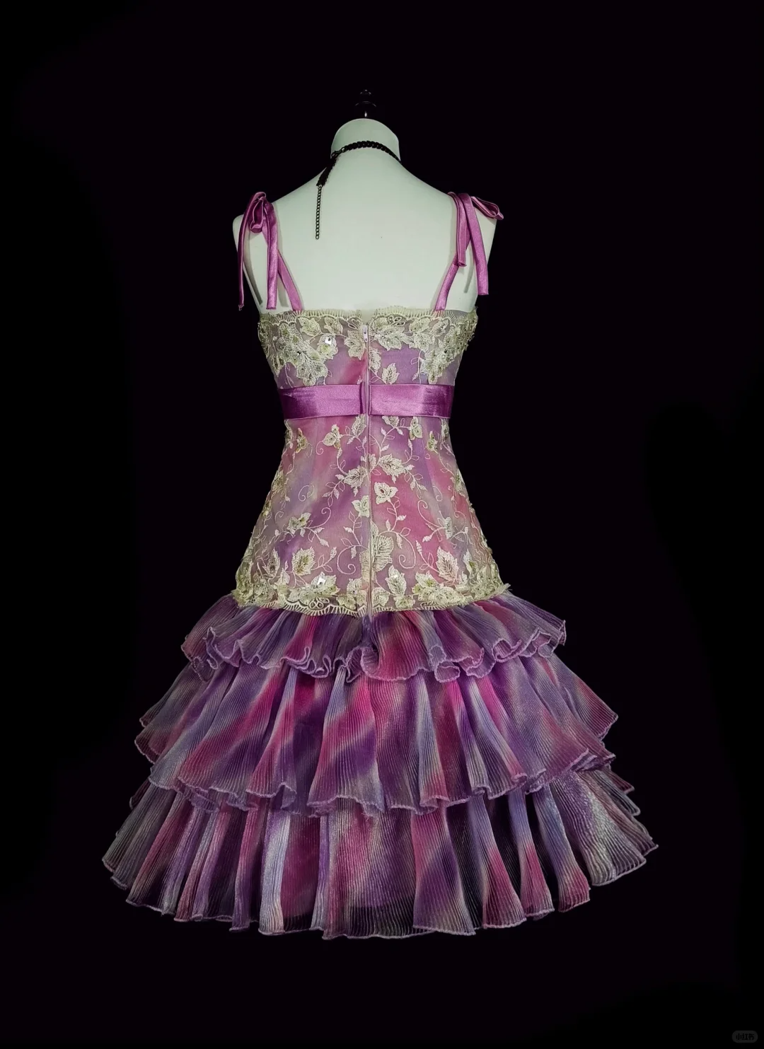 Elegant Spaghetti Straps Purple Tulle Lace Layered Short Homecoming Dress Birthday Dress D4056