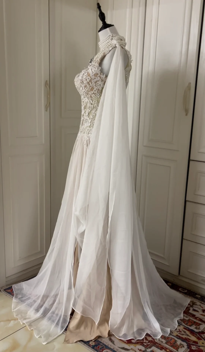Classy Chiffon Appliques Beaded Mermaid Long Prom Dress Evening Gown D3106